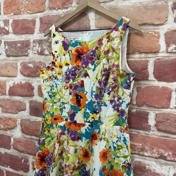 Evan Picone Dress Women's 14 Multicolor Floral Tweed Casual Career Work Zip Up - Picture 4 of 8